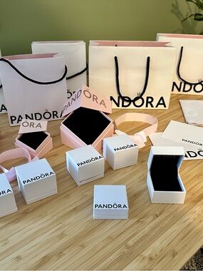 Pandora Pink and White Jewelry Box & Bag Collection